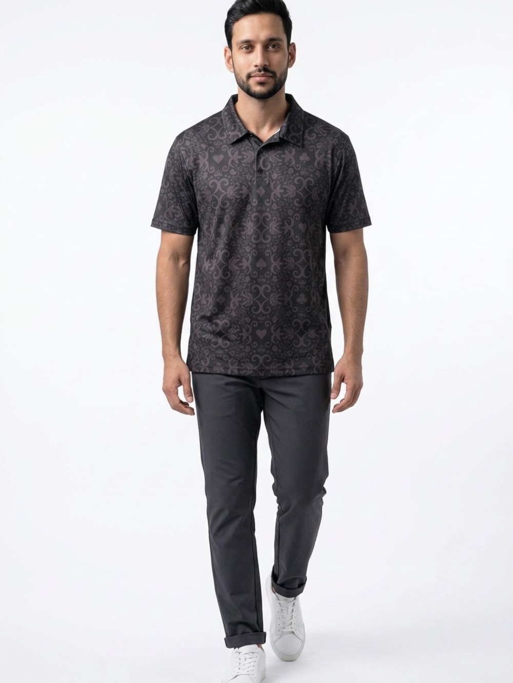 Obnoxious Golf Men's Black Paisley Short-Sleeve Polo